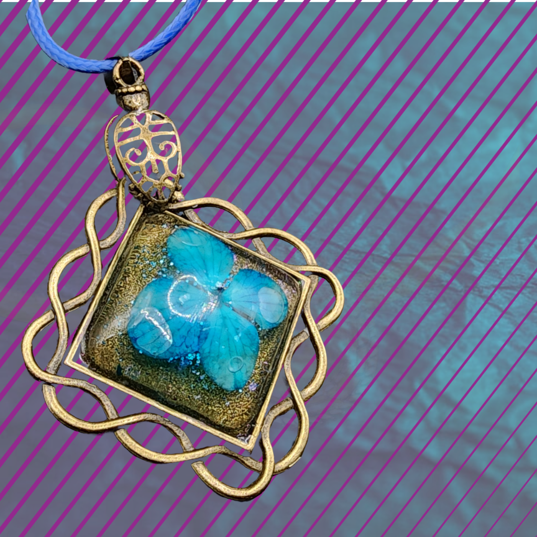 Steampunk inspired blue Pendant - Devil n Dove Online