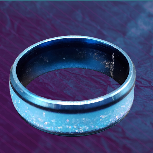 Blue ring with light blue resin inset. - Devil n Dove Online