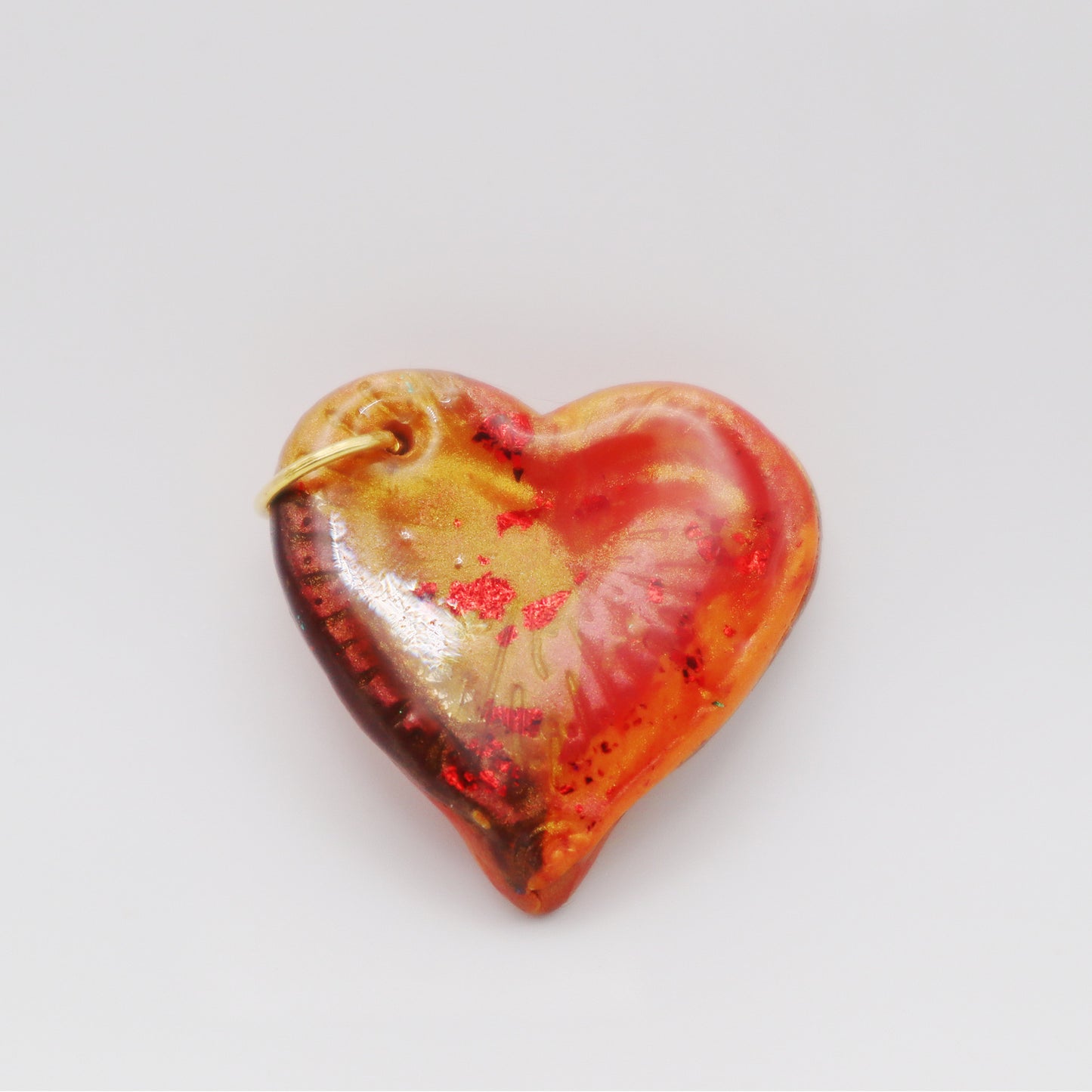 Amber Glow - Handcrafted Heart-Shaped Glass Pendant - Devil n Dove Online