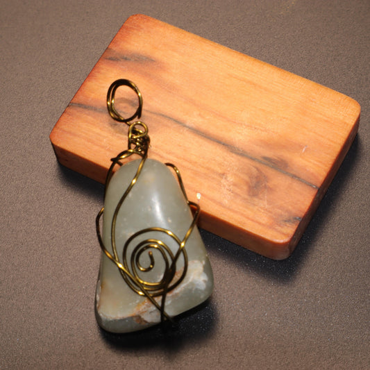 Handcrafted Wire Wrapped Polished Stone Pendant