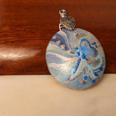 Ocean Breeze Hand-Painted Polymer Clay Pendant