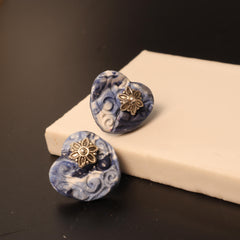 Midnight Blossom Heart Earrings