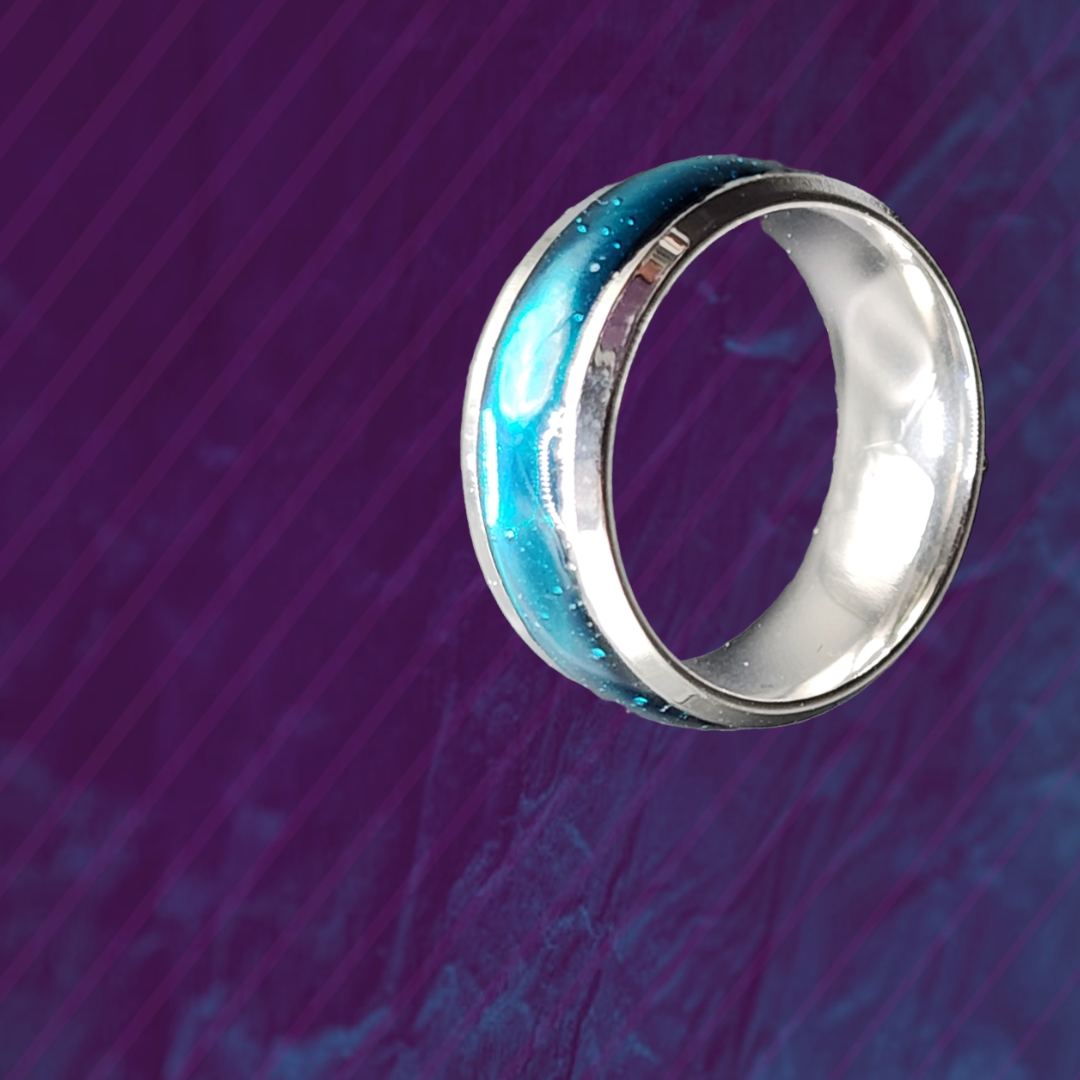 Stainless steel ring form with a Shiney teal instert - Devil n Dove Online