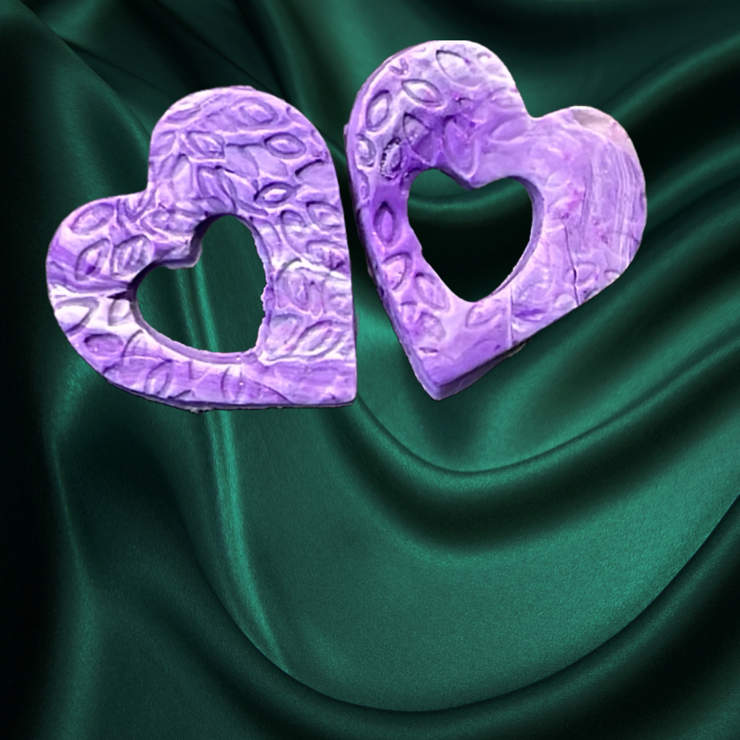 Amethyst Whispers - Handcrafted Polymer Clay Open Heart Earrings - Devil n Dove Online