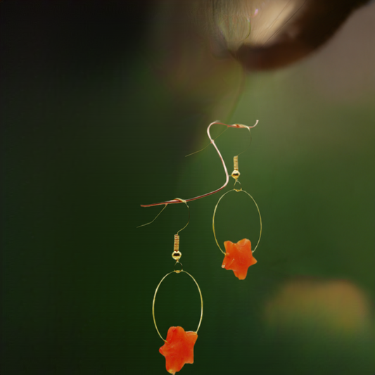 Coral Charms - Vibrant Orange Drop Earrings