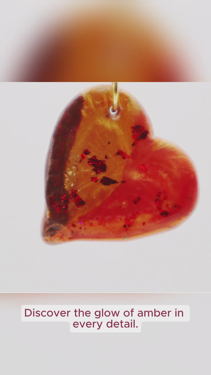 Amber Glow - Handcrafted Heart-Shaped Glass Pendant - Devil n Dove Online