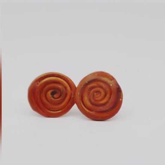 Amber Swirl Clay Stud Earrings