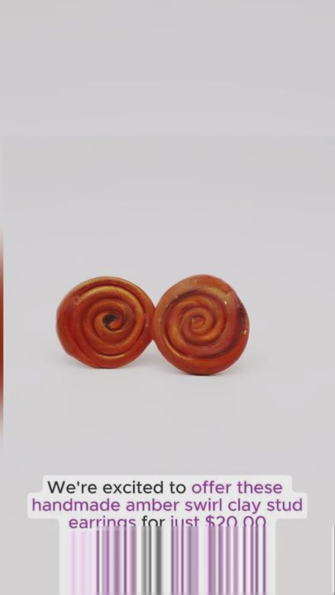 Amber Swirl Clay Stud Earrings